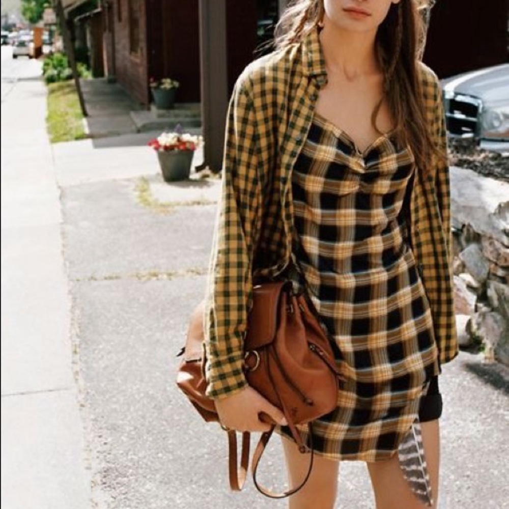 Lioness Plaid Slip Dress